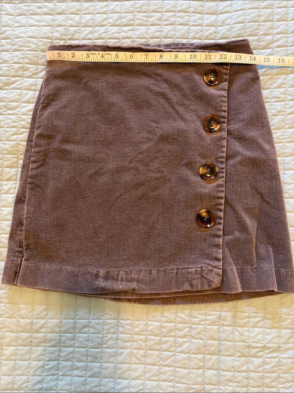 Altar'd State Mauve Corduroy Button-Front Mini Skirt - Picture 3 of 5